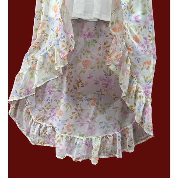 Rue 21 - Women's Summer Sleeveless High Low Hem Ruffle Floral Dress - White -XXS - Picture 10 of 16